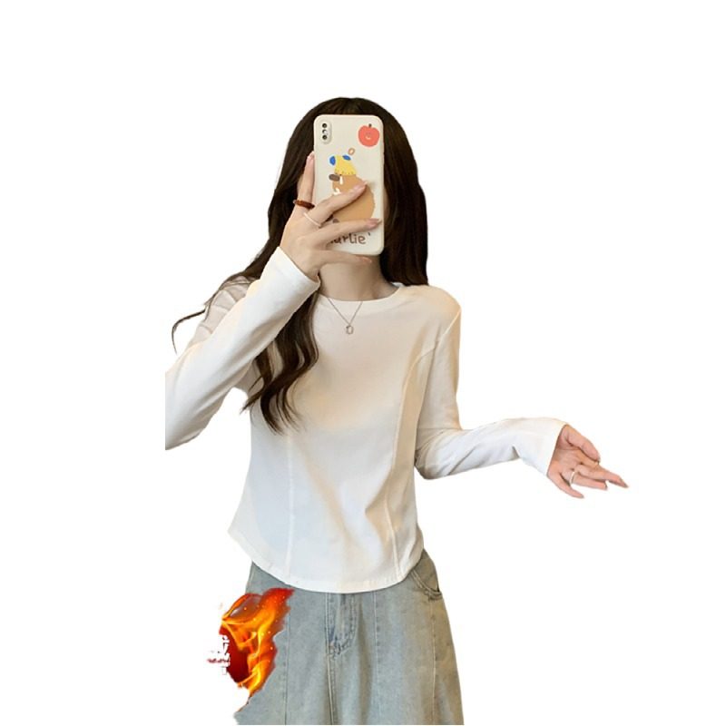 大码胖mm内搭圆领T恤打底衫女2025新款秋冬加绒加厚显瘦鱼骨上衣,淘宝优惠券,粉丝福利购,淘宝优惠卷