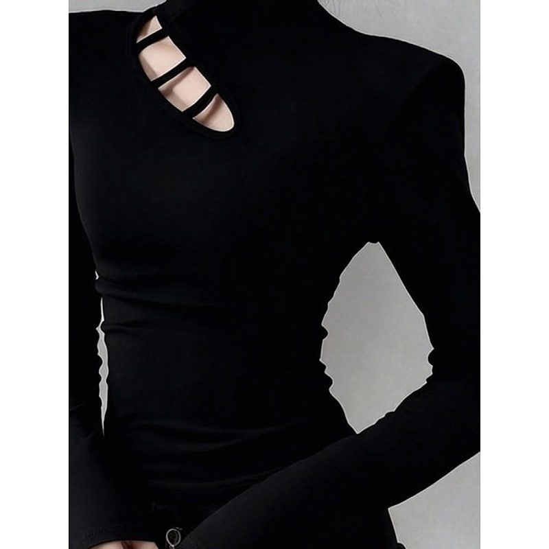 大码胖mm镂空半高领长袖T恤女秋冬内搭不规则加绒磨毛打底衫上衣,淘宝优惠券,粉丝福利购,淘宝优惠卷