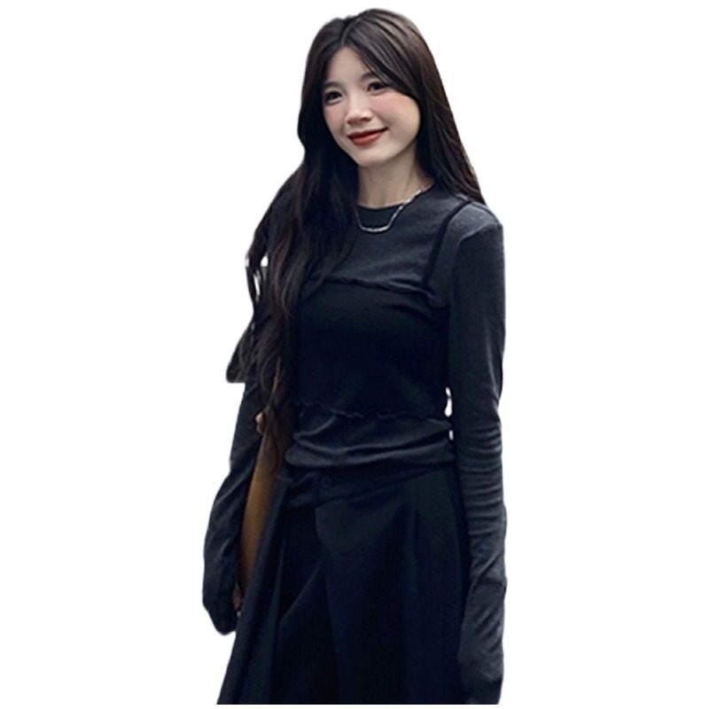 大码胖mm假两件长袖t恤女2025秋季新款显瘦气质独特巨好看上衣潮,淘宝优惠券,粉丝福利购,淘宝优惠卷