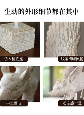 复古树脂飞天小猪创意艺术摆设品