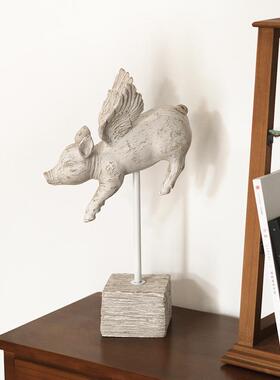 欧式天使猪客厅摆件树脂乔迁家居