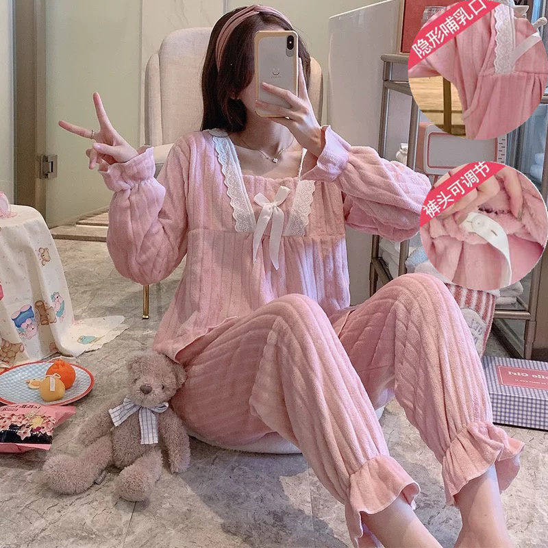 月子服冬季产后可调节孕妇哺乳睡衣秋冬加绒加厚产妇珊瑚绒家居服,淘宝优惠券,粉丝福利购,淘宝优惠卷