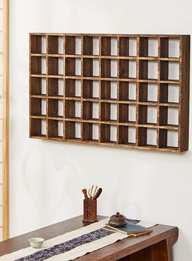 中式实木茶具收纳架挂墙展示架茶器陈列架茶室客厅书房装饰摆件