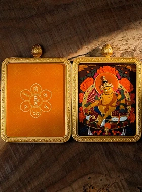 手绘唐卡吊坠黄财扎基拉姆文殊绿度母大黑天DIY配饰手绘擦擦唐卡