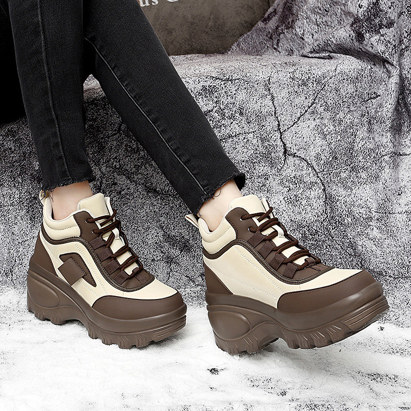 8CM厚底户外靴女冬季加绒加厚增高鞋棉靴防水高帮老爹鞋雪地短靴,淘宝优惠券,粉丝福利购,淘宝优惠卷