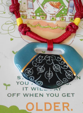 原创手工长款民族风陶瓷毛衣链