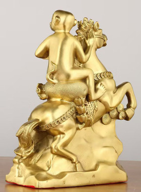 马上封侯摆件纯黄铜马到成功马上有钱办公室客厅家居装饰品猴骑马