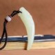 Hotan jade wolf tooth pendant men's necklace domineering wolf tooth white jade pendant female couple jade jewelry for boyfriend