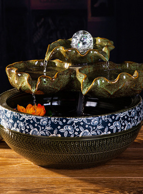 工艺桌面摆件加湿器盆景假山流水