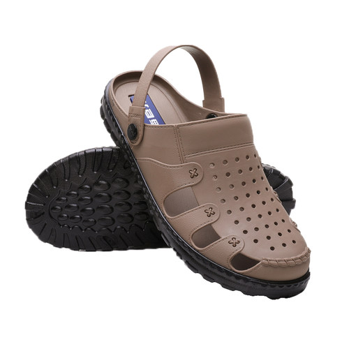 上海巨力凉鞋男夏季日常休闲镂空防滑软底透气包头大码沙滩洞洞鞋 - 图3