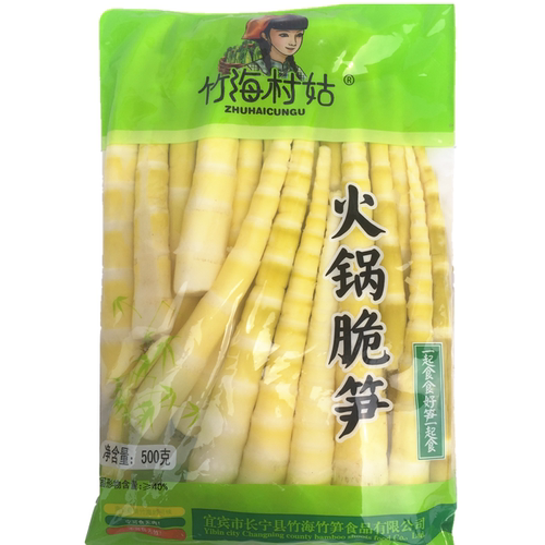 竹海村姑火锅脆笋500g/袋 四川长宁特产火锅冒菜串串香鲜竹笋 - 图1