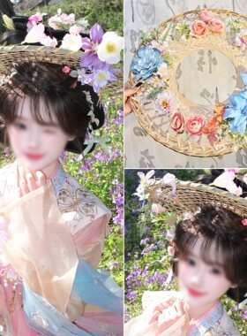 原创古风爆款小唐风小斗笠超仙中秋cos百搭小兔子汉服古风百搭款