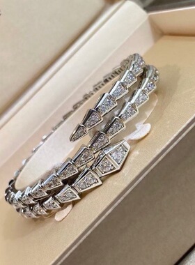 满钻玫瑰金蛇形情侣不掉色手环