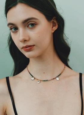 贺峻霖同款花朵碧玺项链925纯银