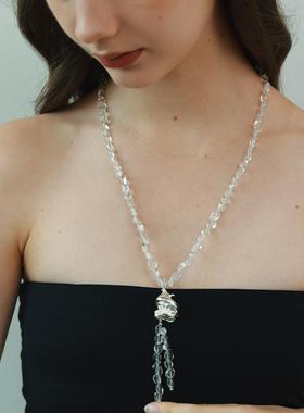 QURIOUSTONE【余宇涵同款】酒神水罐白水晶项链流苏925银毛衣链