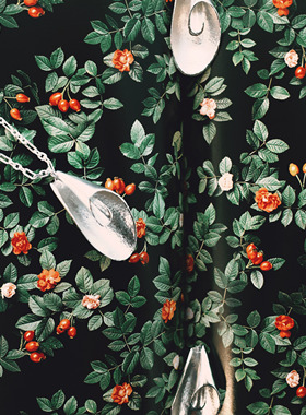 QuriouStone其石·马蹄莲花朵·肌理感钻切925纯银项链毛衣链简约