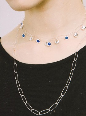 QuriouStone 锤纹钻切素链项链叠戴毛衣链925纯银 小众高级感礼物