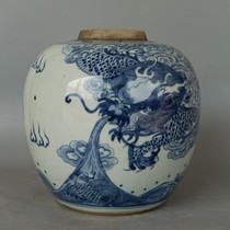 Qing Dynasty Blue Flowers Over Wall Dragon Tattoo Porcelain Pot Antique Ancient Play Old Stock Old Stock Old Stock Imitation Antique Porcelain Home Pendulum