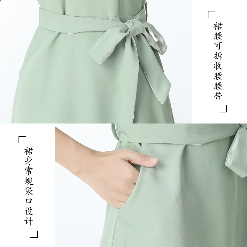 中袖美容院工作服女夏天足浴店工作服女技师显瘦工衣美容师连衣裙