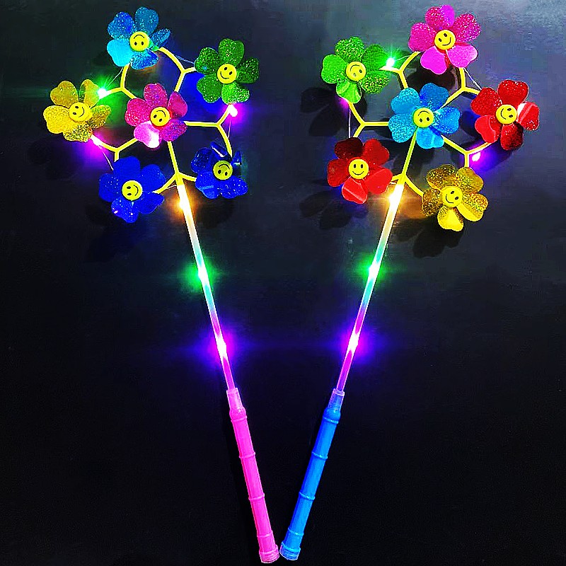 新款发光镭射亮片卡通六轮风车儿童亲子户外玩具地推礼品夜市摆摊 - 图0
