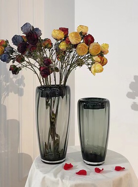 现代北欧家居客厅餐厅软装饰品创意玻璃花瓶透明插花花器轻奢摆件