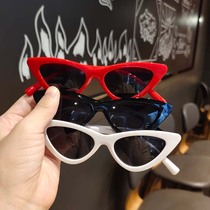 ins child sunglasses kid personality glasses triangular cat eye sunglasses male and female anti-ultraviolet sunglasses tide