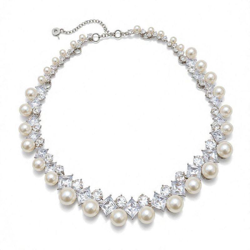 跨境热销爆款百搭婚礼仿珍珠项链耳环套装小众设计高级感套链女,淘宝优惠券,粉丝福利购,淘宝优惠卷