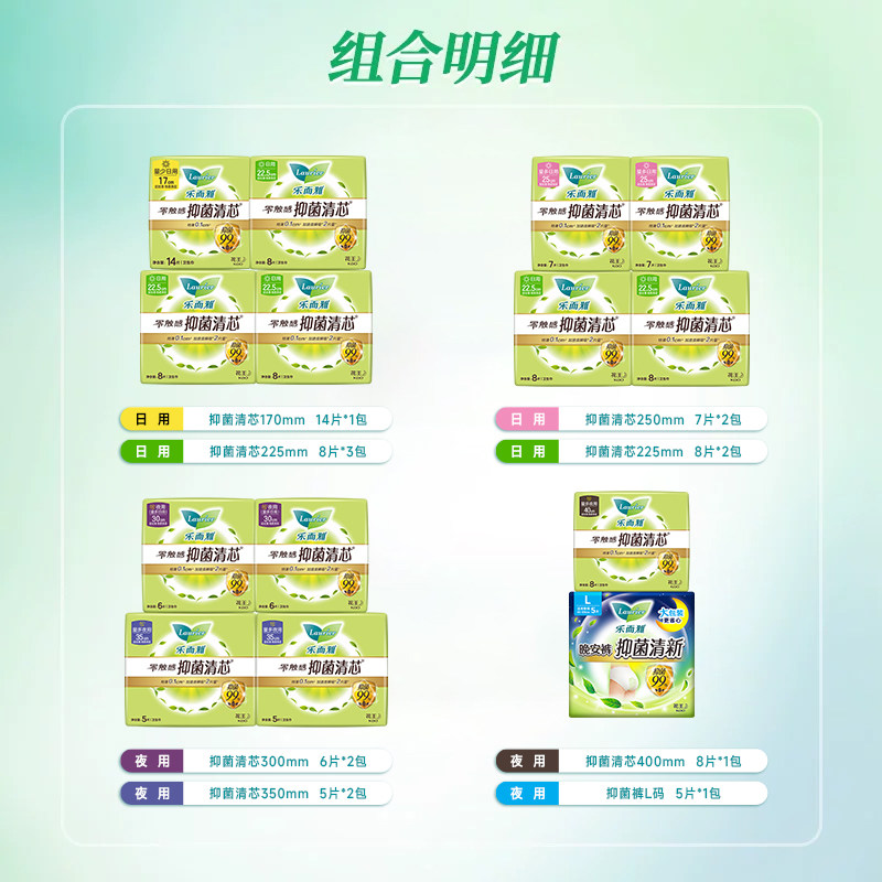 【拍2送懒睡派】花王乐而雅抑菌清芯卫生巾特薄日用38片/日夜27片