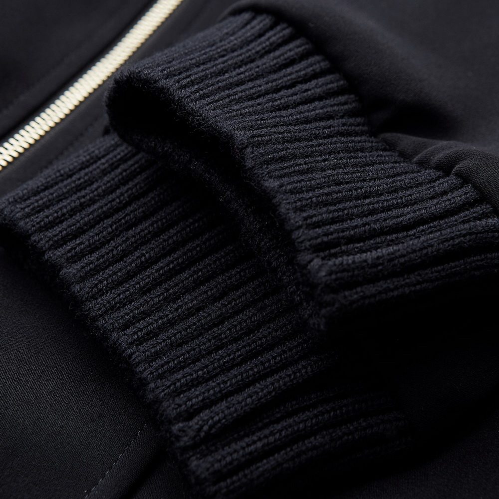 david naman黑色侧拉链针织领夹克 魅力惠夹克