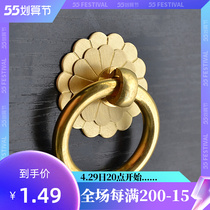 Chinese imitation antique pure copper ring drawers handle retro furniture cabinet doors and doors of whole cabinet doors and windows Full copper single hole round handle