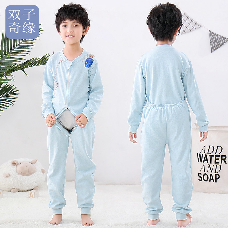 宝宝睡衣秋冬纯棉大码儿童连体衣服如厕拉链家居服3-9岁小孩哈衣5