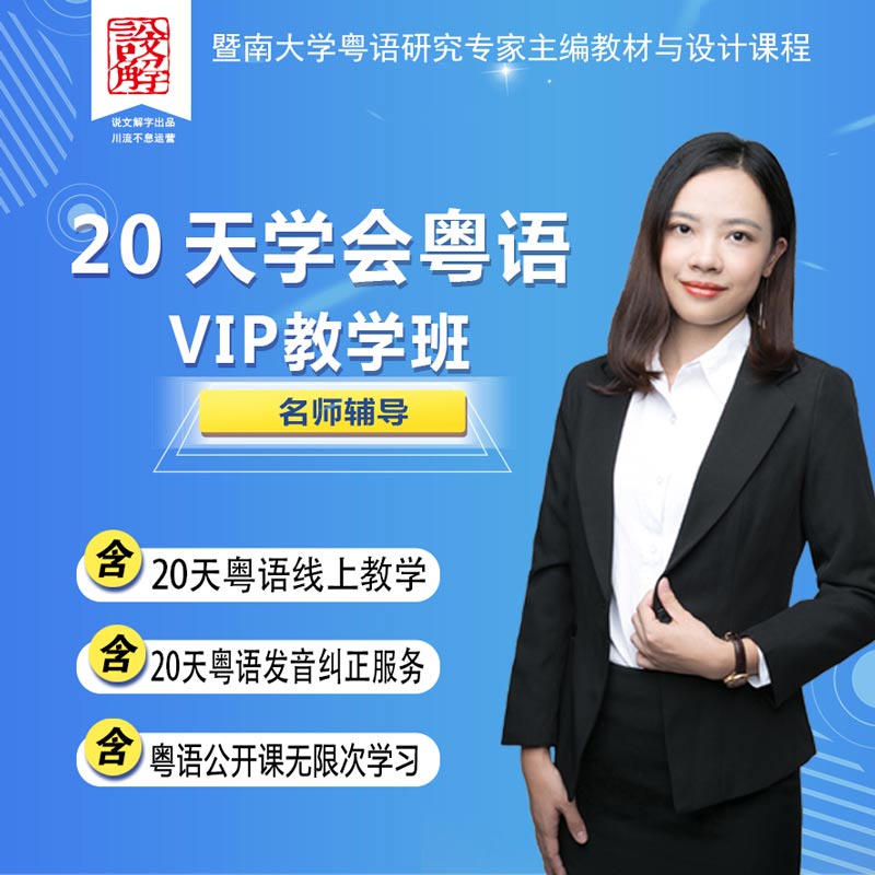 20天学会粤语VIP教学班  粤语学习在线视频教程 粤语零基础自学地道香港话广州话白话从入门到精通三个月速成培训