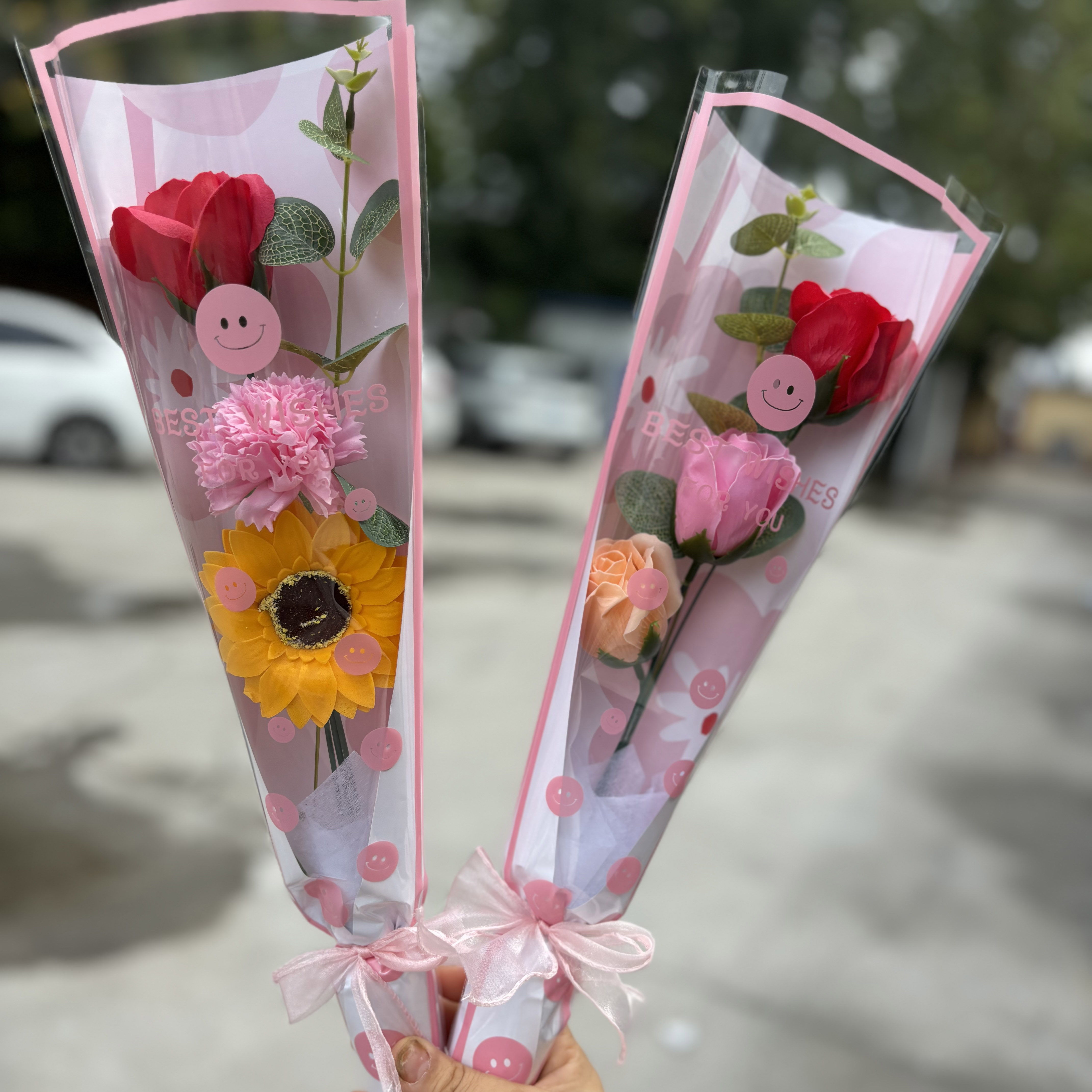 肥皂花单只玫瑰仿真花批发情人节活动送客户香皂花花束永生花礼物