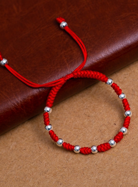 宝宝婴儿童纯银手链压惊平安手绳