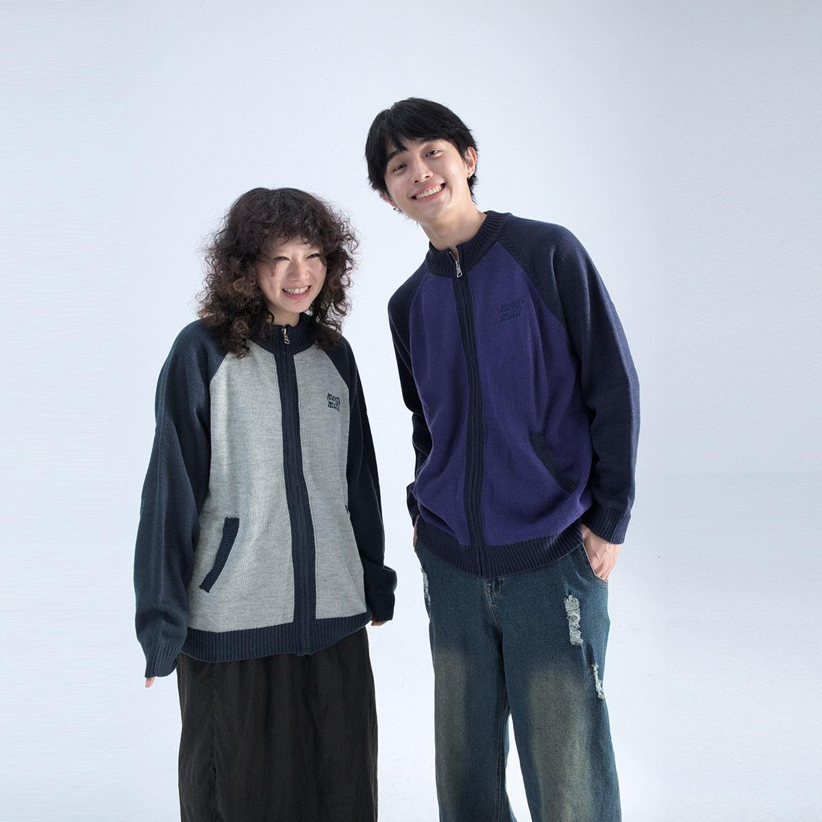 Mentmate 秋冬简约百搭拼色毛衣外套 男女情侣款休闲宽松针织开衫,淘宝优惠券,粉丝福利购,淘宝优惠卷