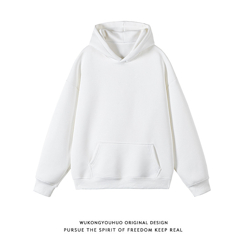 悟空有货潮牌基础纯色重磅连帽卫衣男女秋季宽松百搭内搭打底上衣