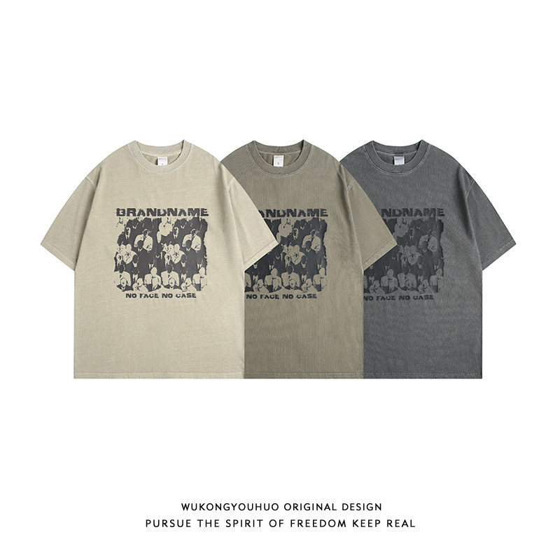 悟空有货美式复古280g重磅水洗短袖T恤男女夏季宽松潮流百搭体恤,淘宝优惠券,粉丝福利购,淘宝优惠卷