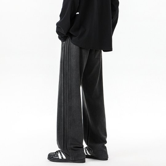 Retro American style washed distressed drapey sweatpants for men trendy brand