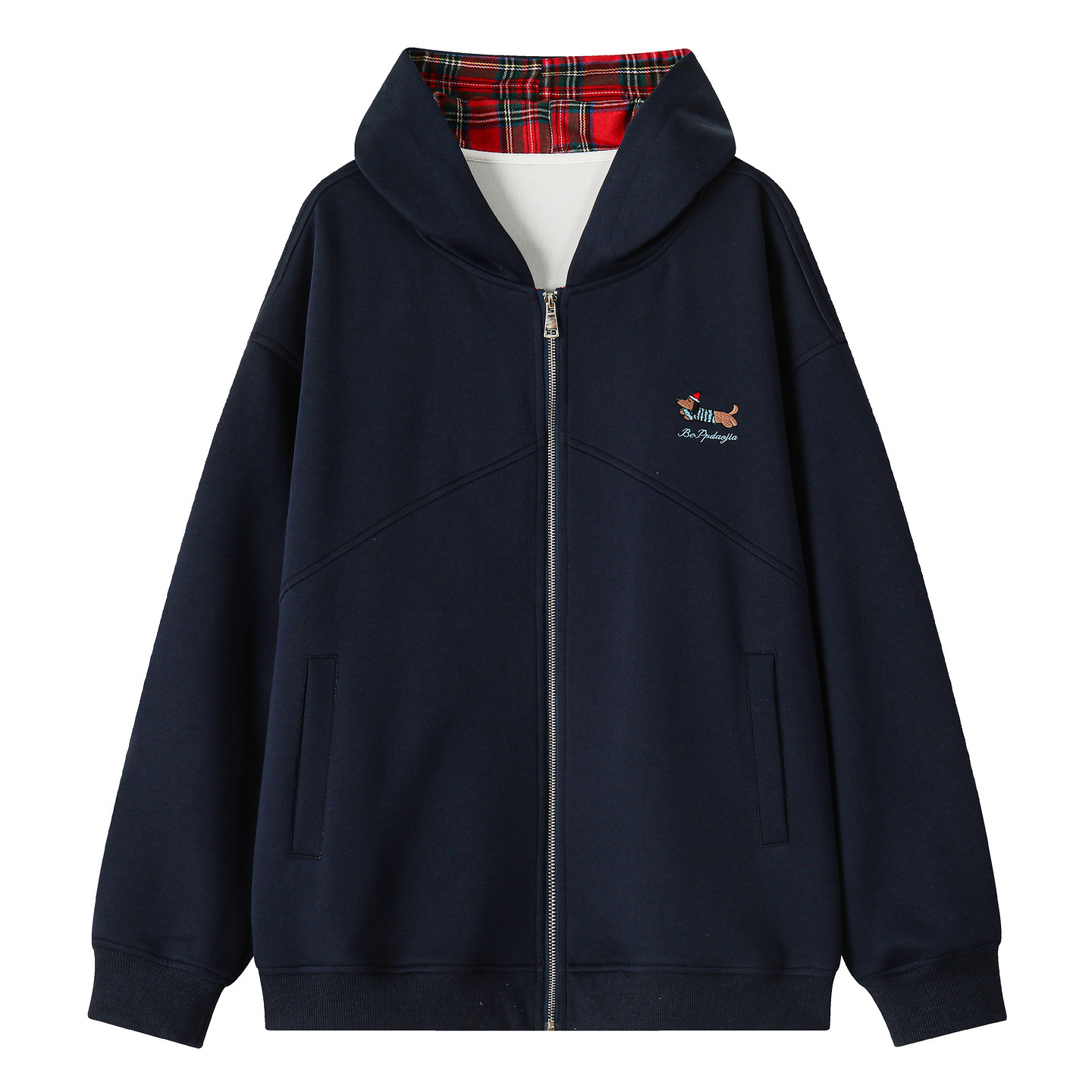 悟空有货潮牌美式格子刺绣开衫连帽卫衣男女春季情侣宽松帽衫外套,淘宝优惠券,粉丝福利购,淘宝优惠卷