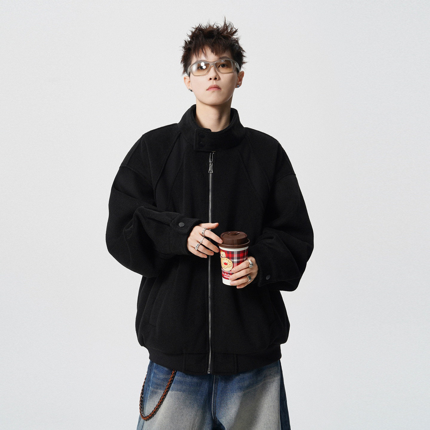 悟空有货美式复古高级感呢料立领棉衣男潮牌情侣宽松休闲棉服外套,淘宝优惠券,粉丝福利购,淘宝优惠卷