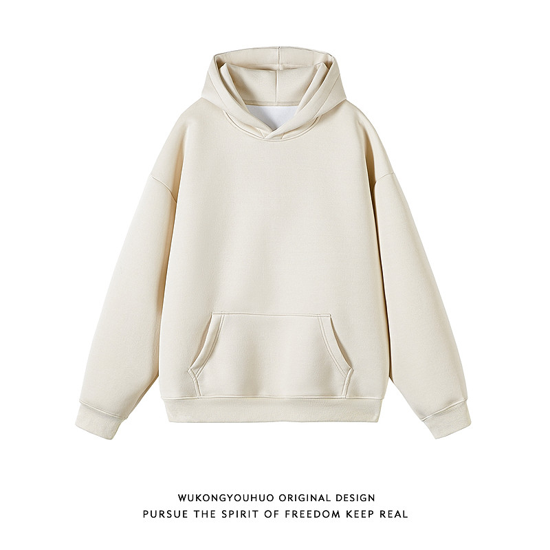 悟空有货潮牌基础纯色重磅连帽卫衣男女秋季宽松百搭内搭打底上衣