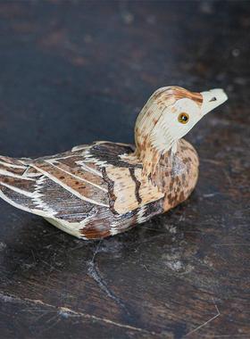 纯手工笋壳鸭子民间竹编鸳鸯居家摆件茶宠文玩茶道礼物工艺品