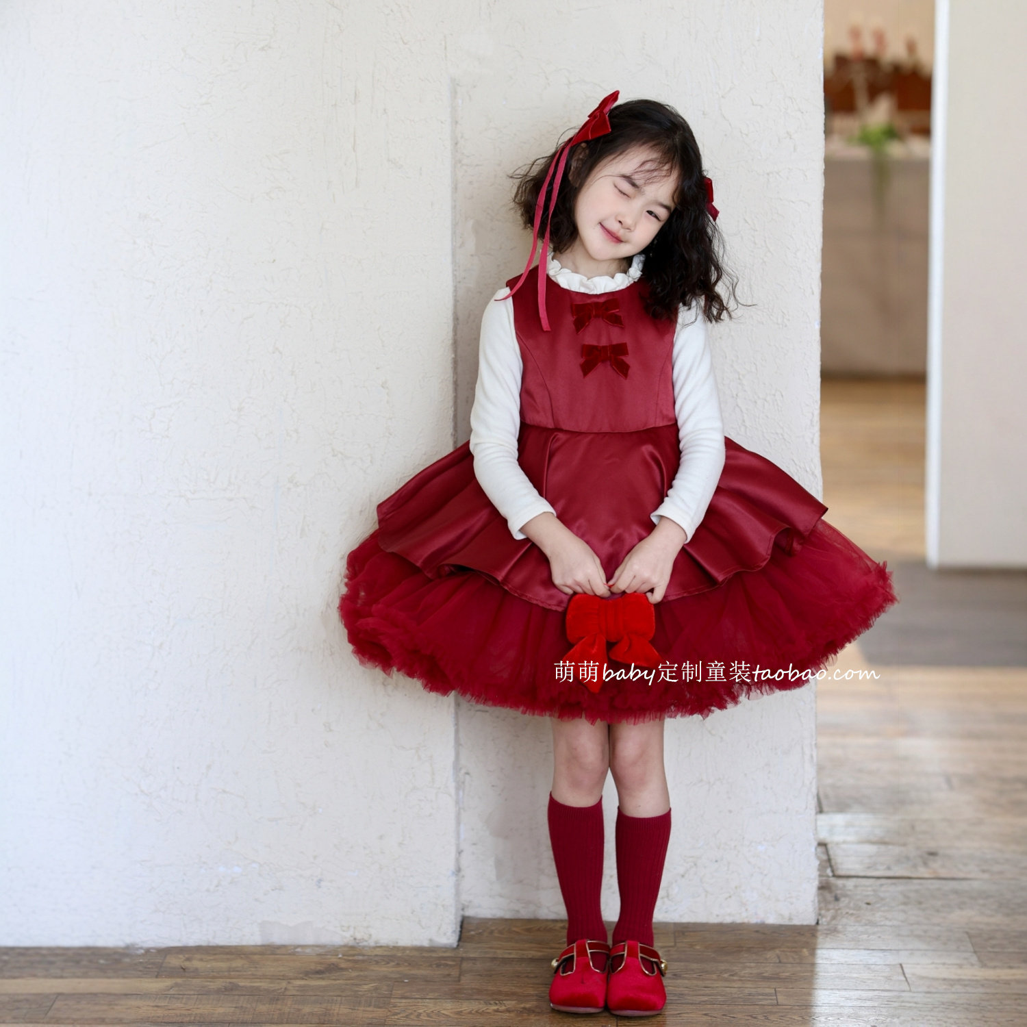 女童红色网纱加绒蛋糕裙背心裙2025冬季小女孩公主裙tutu裙连衣裙,淘宝优惠券,粉丝福利购,淘宝优惠卷