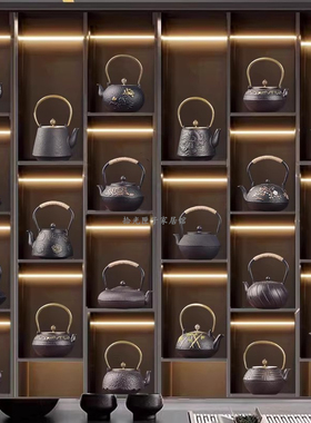 中式宋氏美学复古铁壶博古架摆件