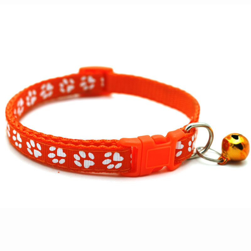 Bell collar, dog and cat collar, small pet collar, decorative collar, footprint collar, anti-lost identification collar
