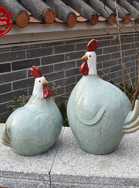 公鸡电视柜陶瓷动物风水桌面装饰