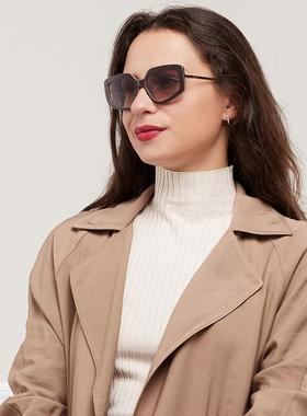 代购MaxMara女士太阳镜防紫外线偏光高清晰度渐变色黑色方形全框