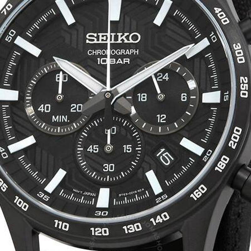 精工 SEIKO 正品男表日韩手表2024新款黑色皮带石英表SSB417P1