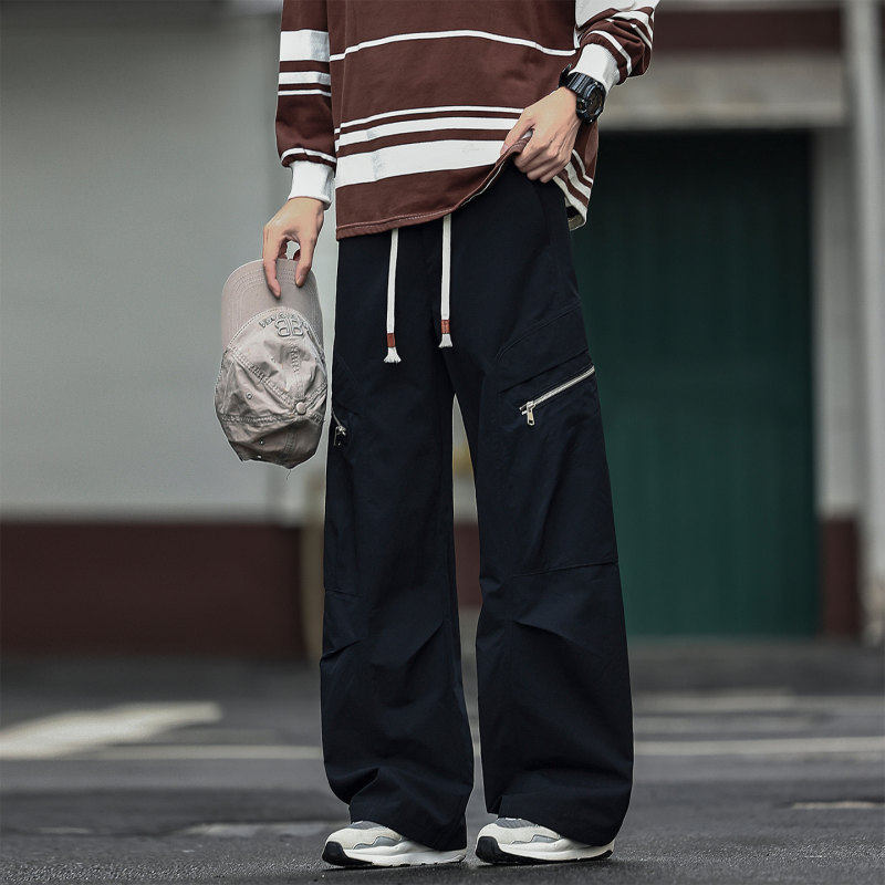 以工装裤子男款春秋季新款美式宽松直筒长裤潮牌阔腿机能运动裤純,淘宝优惠券,粉丝福利购,淘宝优惠卷