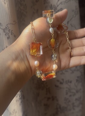 原创手工干花永生花玫瑰花真花项链小众饰品锁骨链项链度假风百搭